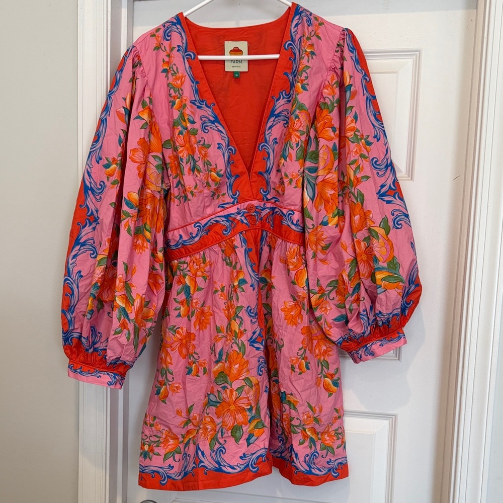 FARM Rio Pink and Red Floral Mini Dress